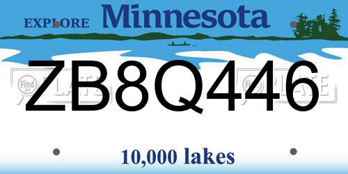 ZB8Q446 Minnesota License Plate