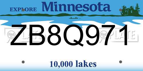 ZB8Q971 Minnesota License Plate
