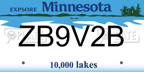ZB9V2B Minnesota License Plate