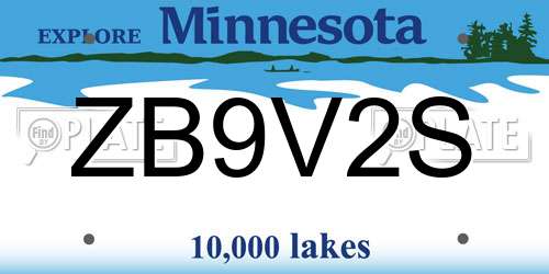 ZB9V2S Minnesota License Plate