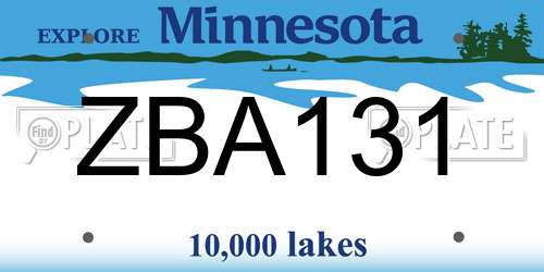 ZBA131 Minnesota License Plate