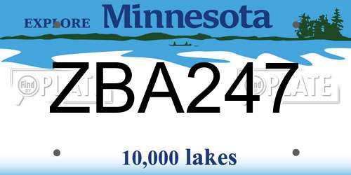 ZBA247 Minnesota License Plate