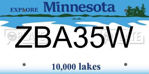 ZBA35W Minnesota License Plate
