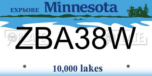 ZBA38W Minnesota License Plate