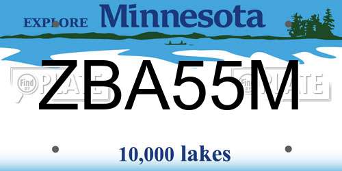 ZBA55M Minnesota License Plate