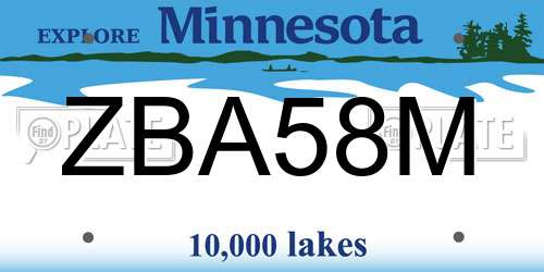 ZBA58M Minnesota License Plate