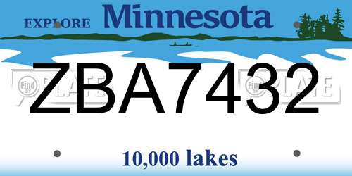ZBA7432 Minnesota License Plate