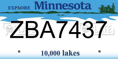 ZBA7437 Minnesota License Plate