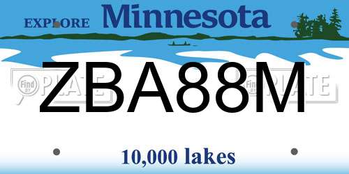 ZBA88M Minnesota License Plate
