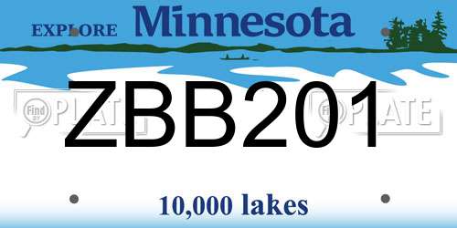 ZBB201 Minnesota License Plate