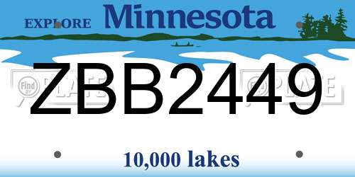 ZBB2449 Minnesota License Plate