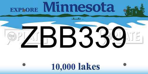 ZBB339 Minnesota License Plate