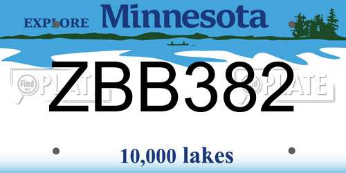ZBB382 Minnesota License Plate