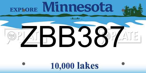 ZBB387 Minnesota License Plate