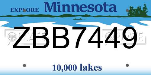 ZBB7449 Minnesota License Plate