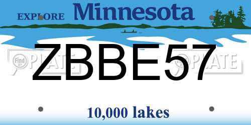 ZBBE57 Minnesota License Plate