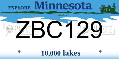ZBC129 Minnesota License Plate