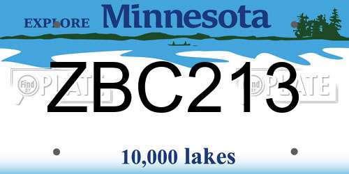 ZBC213 Minnesota License Plate