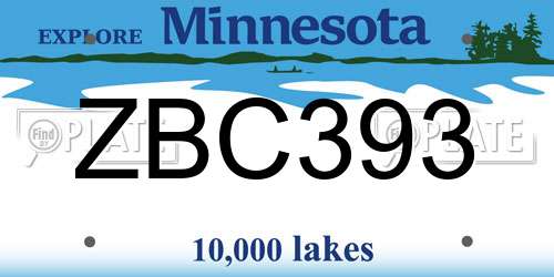 ZBC393 Minnesota License Plate