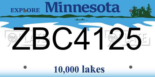ZBC4125 Minnesota License Plate