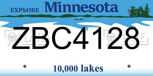 ZBC4128 Minnesota License Plate