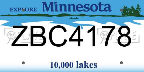 ZBC4178 Minnesota License Plate