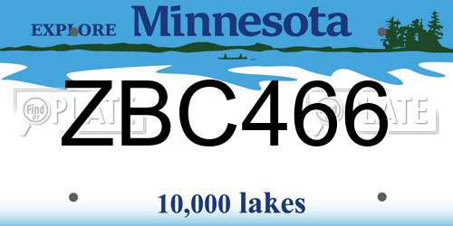 ZBC466 Minnesota License Plate