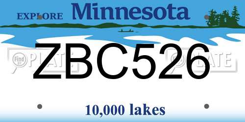 ZBC526 Minnesota License Plate