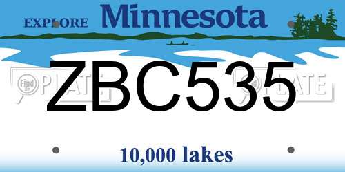 ZBC535 Minnesota License Plate