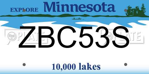 ZBC53S Minnesota License Plate