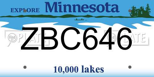 ZBC646 Minnesota License Plate