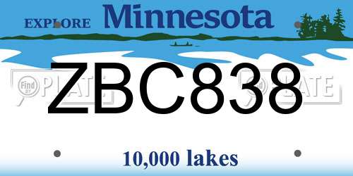 ZBC838 Minnesota License Plate