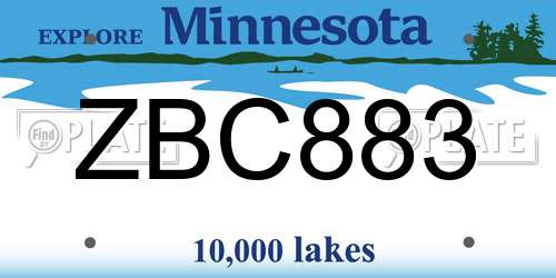 ZBC883 Minnesota License Plate