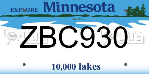 ZBC930 Minnesota License Plate