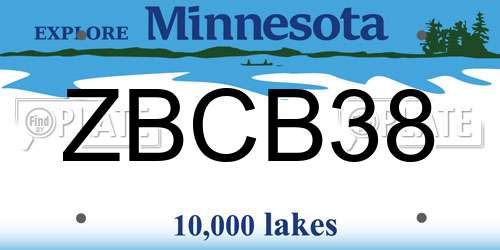 ZBCB38 Minnesota License Plate
