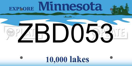 ZBD053 Minnesota License Plate