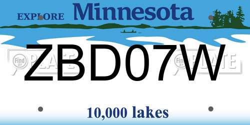 ZBD07W Minnesota License Plate