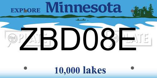 ZBD08E Minnesota License Plate