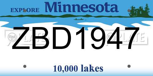 ZBD1947 Minnesota License Plate
