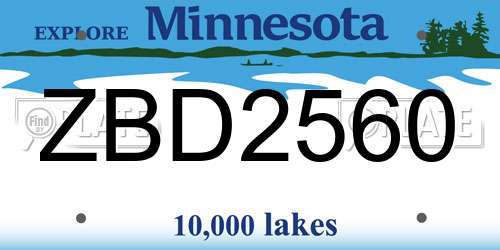 ZBD2560 Minnesota License Plate