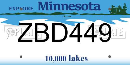 ZBD449 Minnesota License Plate