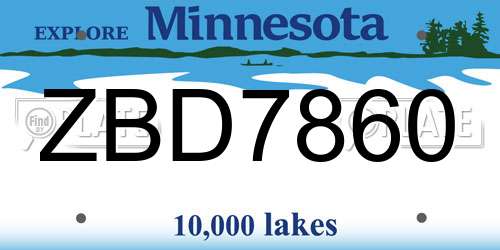 ZBD7860 Minnesota License Plate