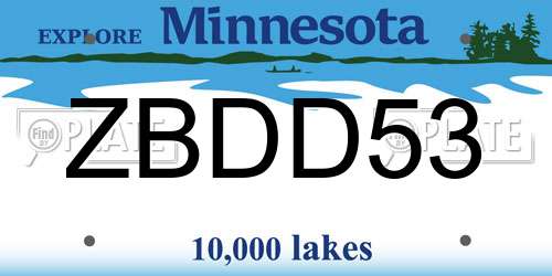 ZBDD53 Minnesota License Plate