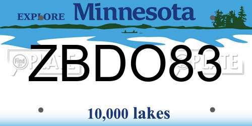 ZBDO83 Minnesota License Plate