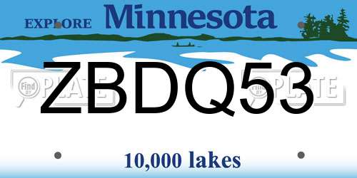 ZBDQ53 Minnesota License Plate