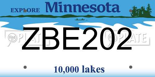 ZBE202 Minnesota License Plate