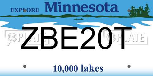 ZBE20T Minnesota License Plate