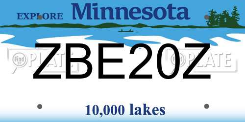 ZBE20Z Minnesota License Plate