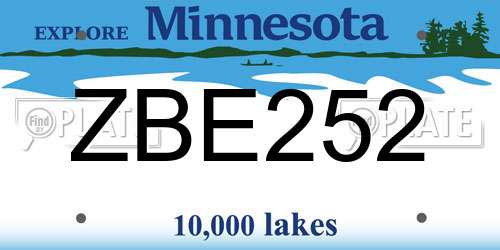 ZBE252 Minnesota License Plate