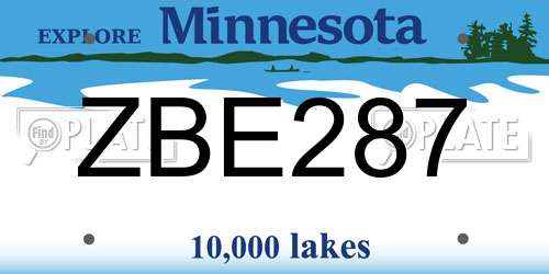 ZBE287 Minnesota License Plate